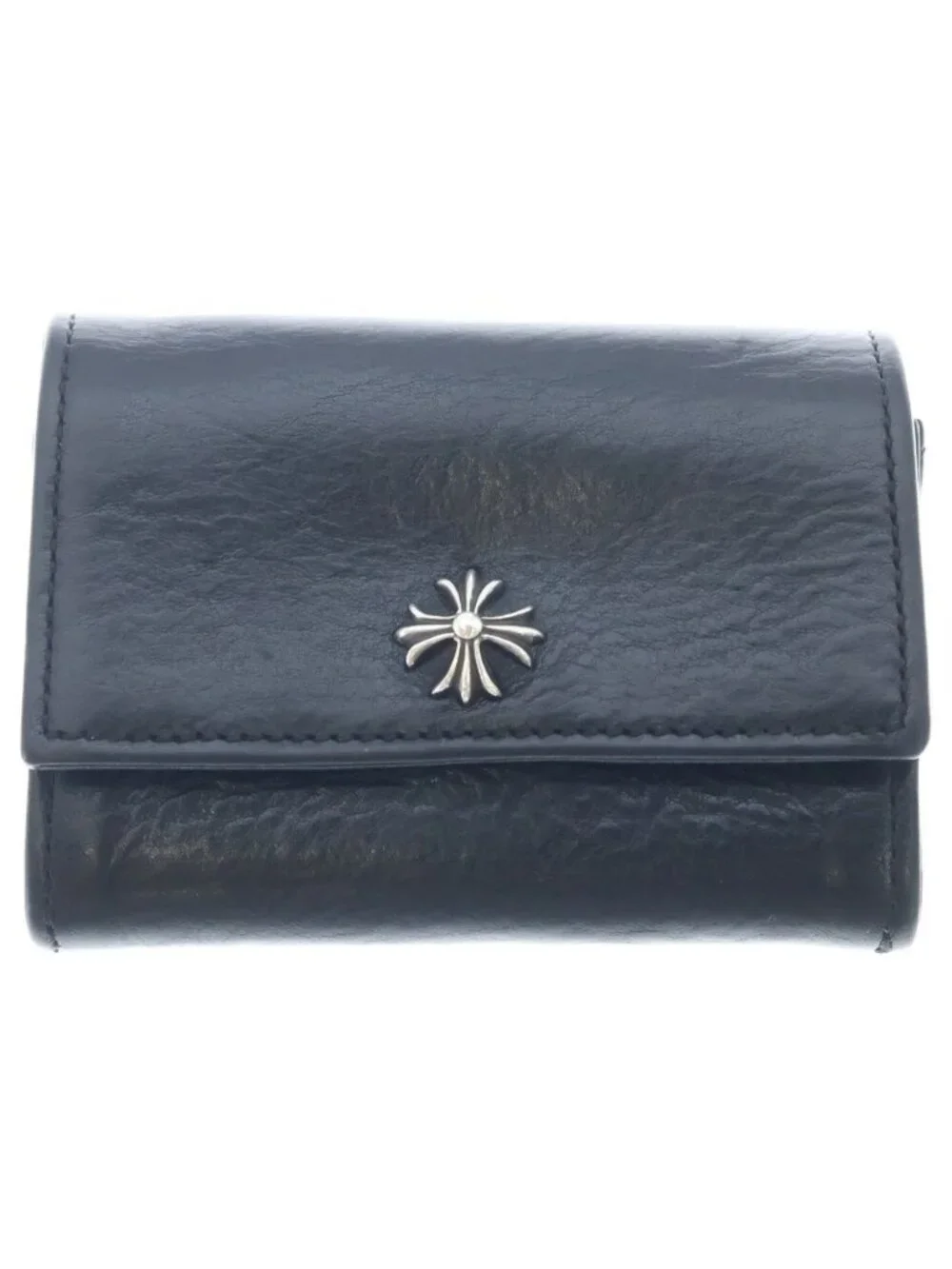 Chrome Hearts Tiny Wallet Leather CH Plus Button Black